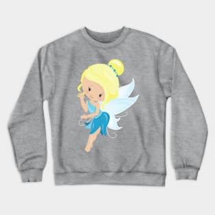 Cute Fairy, Magic Fairy, Forest Fairy, Blonde Hair Crewneck Sweatshirt